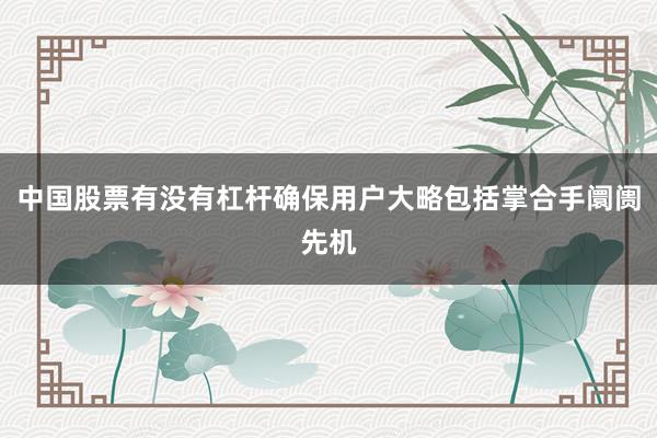 中国股票有没有杠杆确保用户大略包括掌合手阛阓先机