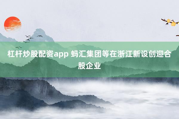 杠杆炒股配资app 蚂汇集团等在浙江新设创迎合股企业