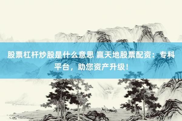 股票杠杆炒股是什么意思 赢天地股票配资:专科平台,助您资产升级!